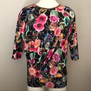 NEW Rose and Jewel Pattern Stretchy Fashion Top